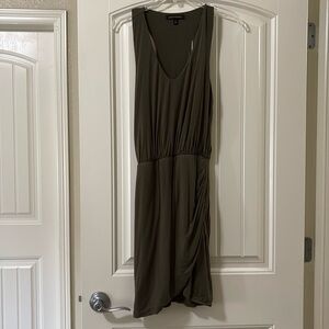 Olive Green Sleeveless V-Neck Dress